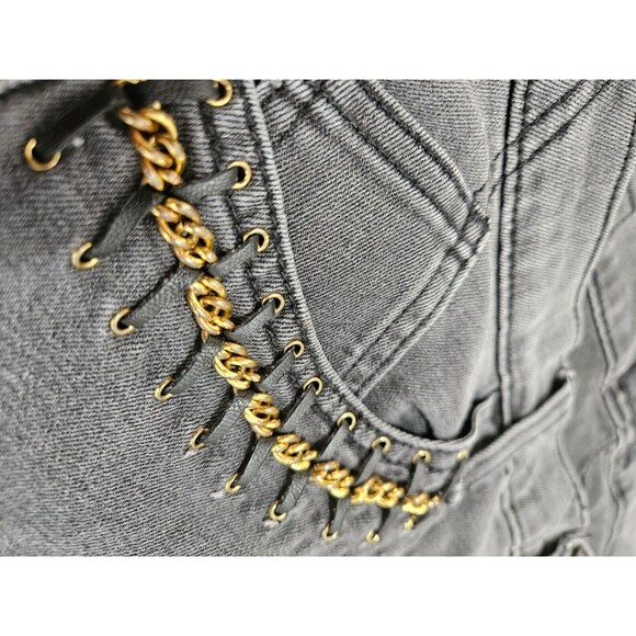 Rock & Republic Skinny Berlin Jeans Meter Black Chain Cotton Blend Size 12 - Picture 6 of 11